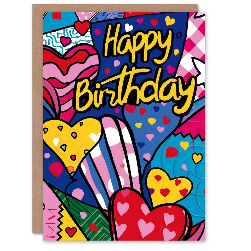 image 1 of Vibrant Pop Love Heart Patterns Woman Her Birthday Card