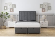 Sloomy Pemberton Armour Coniston Ottoman Bed Base With 54" Floor Standing Headboard 5' King | Grey | Armour | King | 1