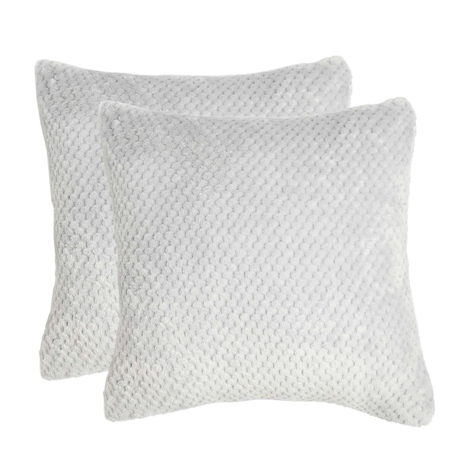image 1 of OHS 2 x Soft Waffle Textured Fleece Cushion Covers, 45x45cm - Silver