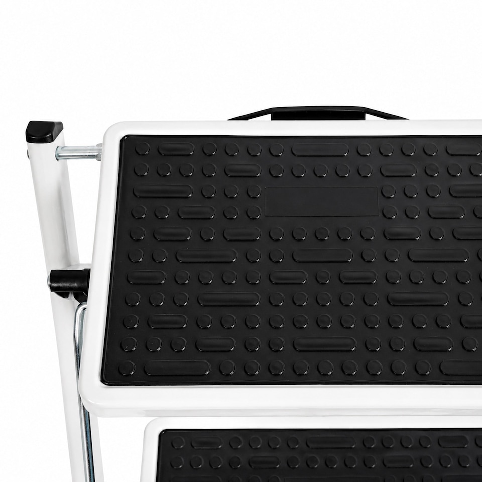 image 1 of Folding Portable 2 Step Stool Non Slip Tread Safety Steel Stepladder | White