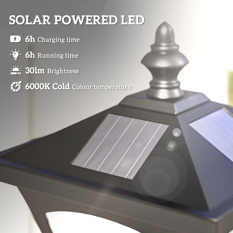 image 1 of Outsunny Outdoor Garden Solar Light with Base Freestanding Energy-saving Optical