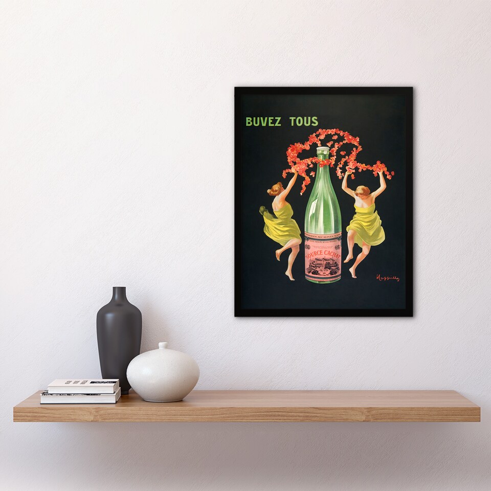 image 1 of Leonetto Cappiello Framed Wall Art Print Drink All Cachat Vintage Ad Home Décor