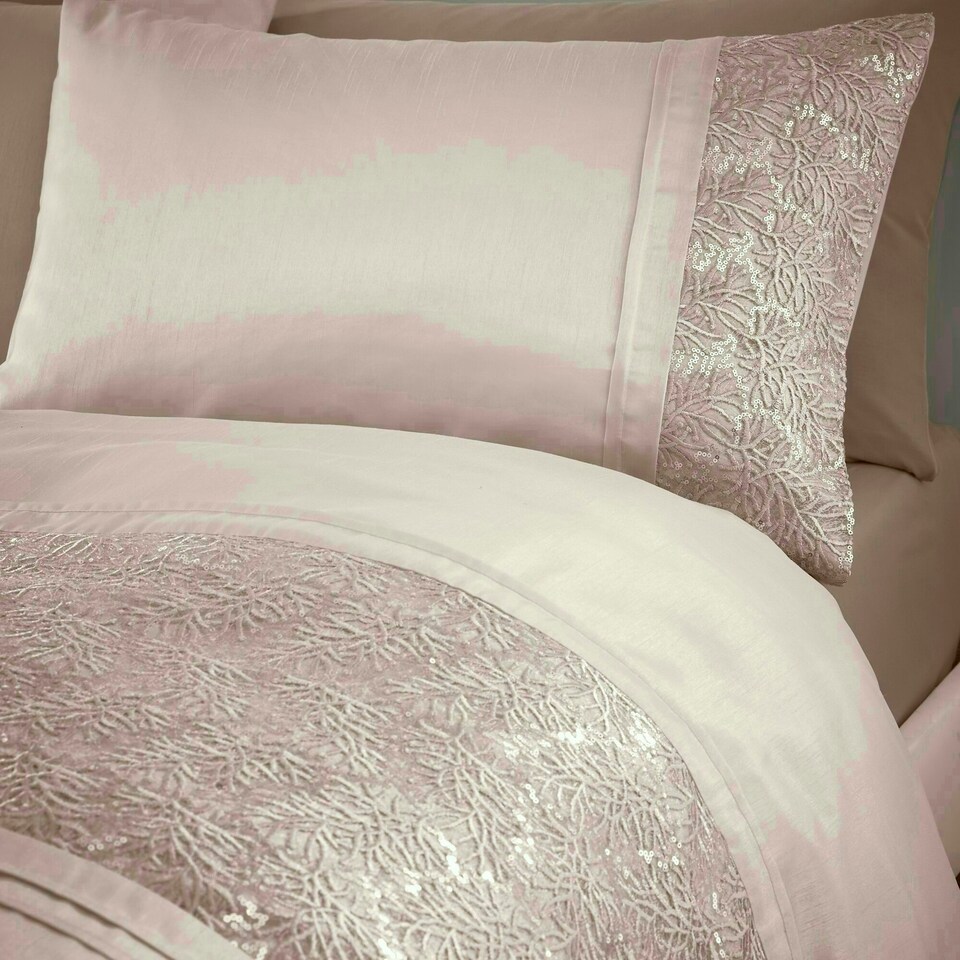 image 1 of Portfolio Home Rouen Embellished Sequins Bedding Duvet Cover Set Pink | Double