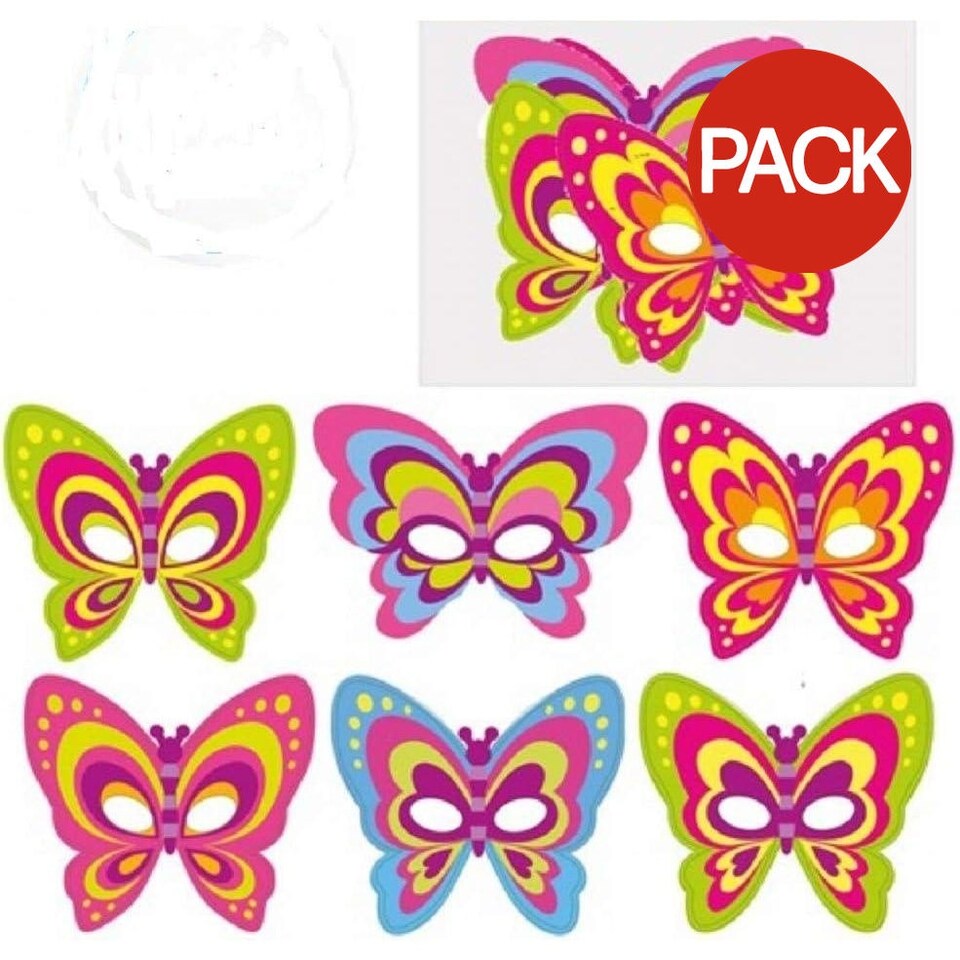 Playwrite Butterfly Party Mask (Pack of 12) - Multicoloured - One Size