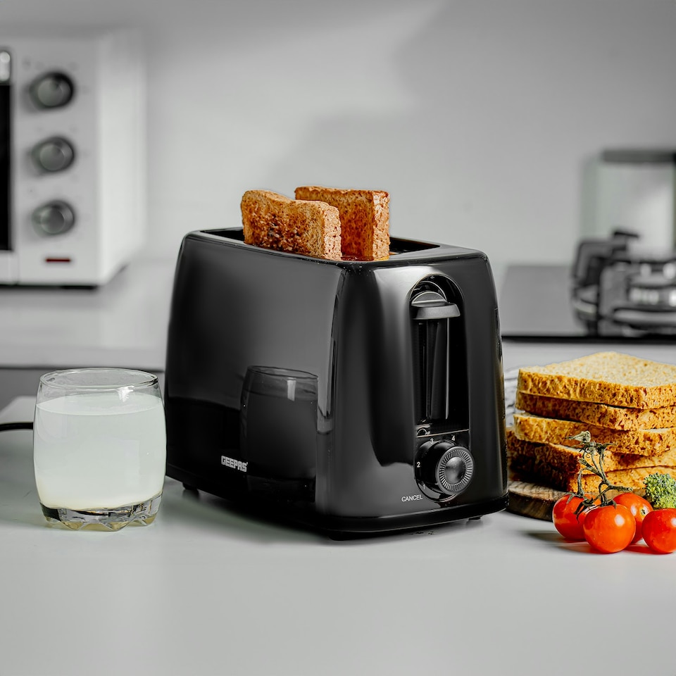 image 1 of GEEPAS  650W 2 Slice Bread Toaster & 2200W Illuminating Electric Kettle Combo Set,Black