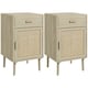 image 1 of HOMCOM Bedside Table Set of 2, Rattan Side Tables with Drawer, Cabinet and Adjustable Shelf, Boho Bedside Cabinet with Storage for Bedroom, Living Room, Natural Wood Effect