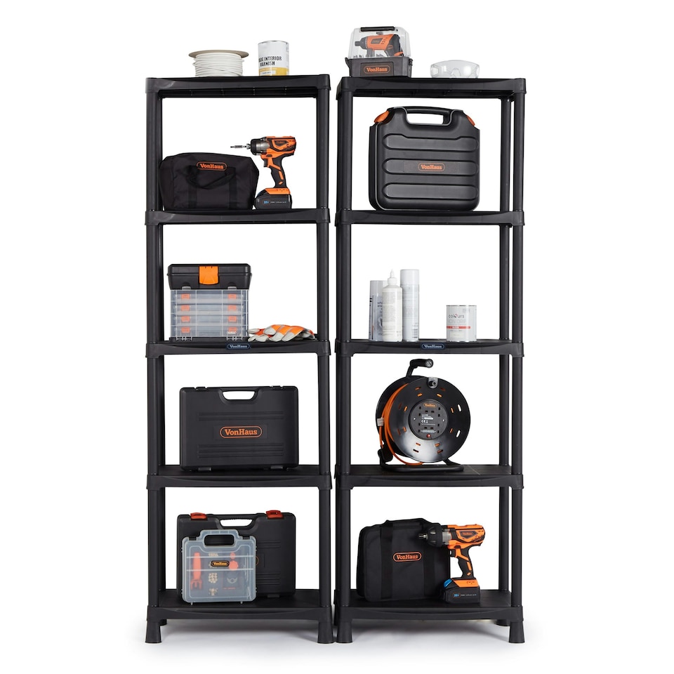image 1 of VonHaus Two 5 Tier Plastic Shelving Units for Garage