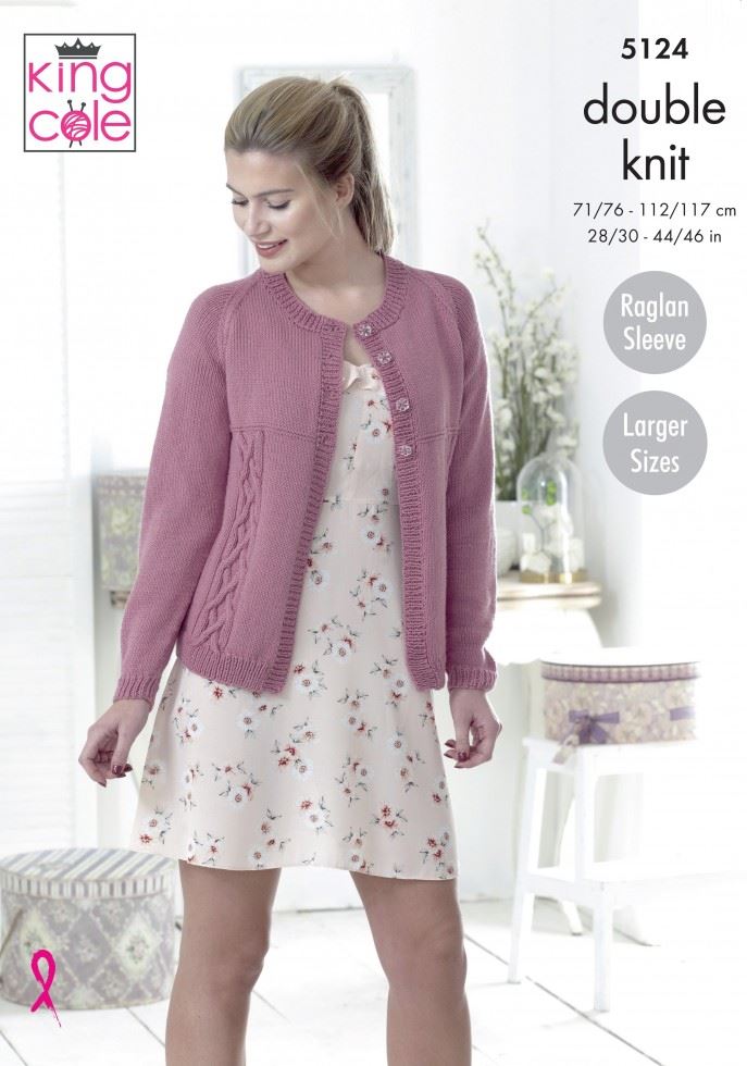 King Cole Cottonsoft DK Knitting Pattern 5124, Cardigans and Sweaters for Women - 28 - 46 Inches