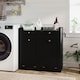image 6 of COSTWAY Double Tilt-Out Laundry Hamper Cabinet Black