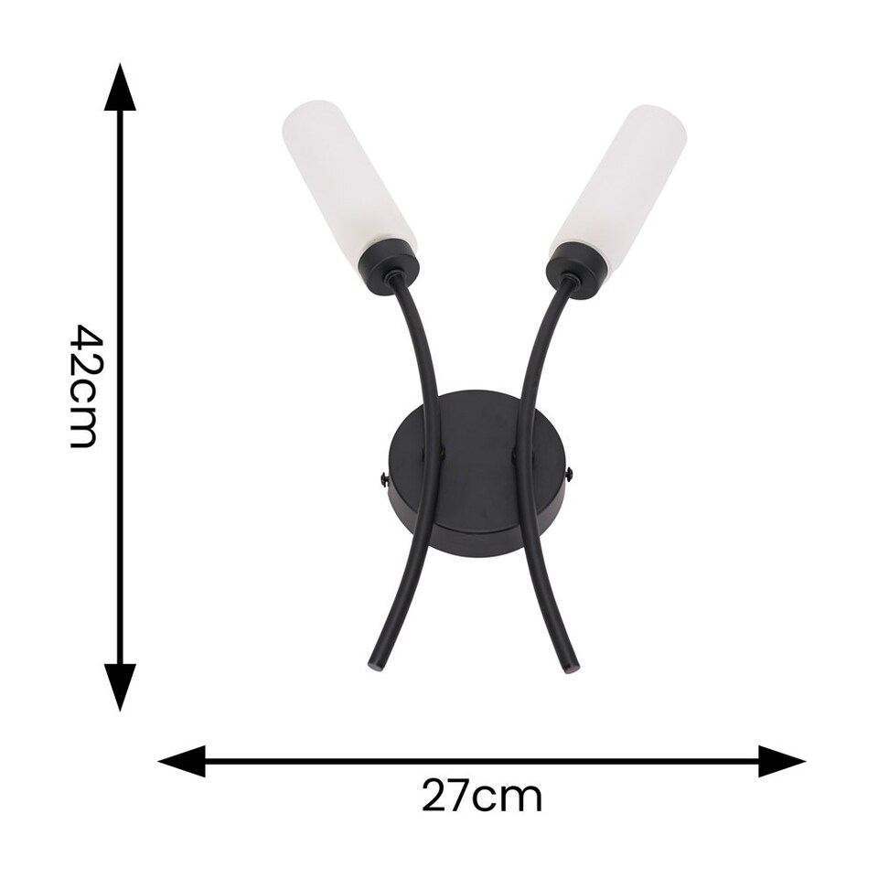 image 1 of ValueLights Maya Matte Black 2 Way Curved Wall Light & Bulbs | Black