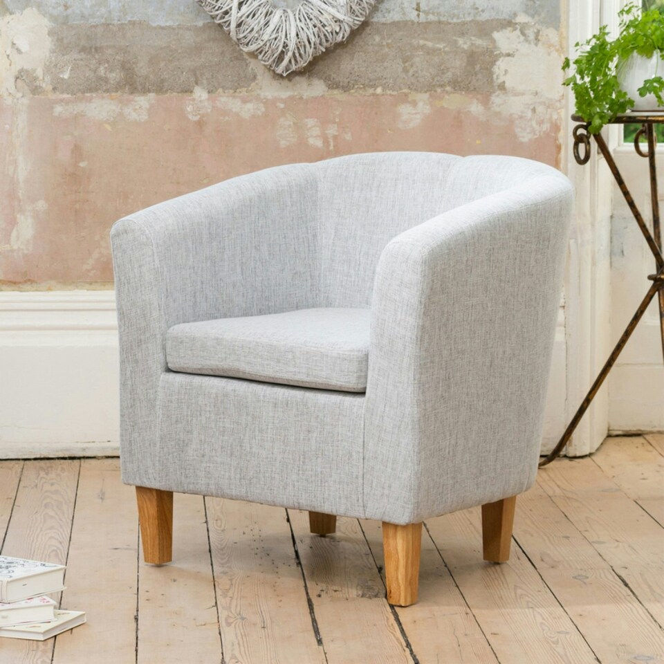 image 1 of Alderwood Fabric Tub Chair - Light Grey