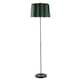 image 1 of Modern Matte Black Floor Lamp with Forest Green Velvet Scallop Shade