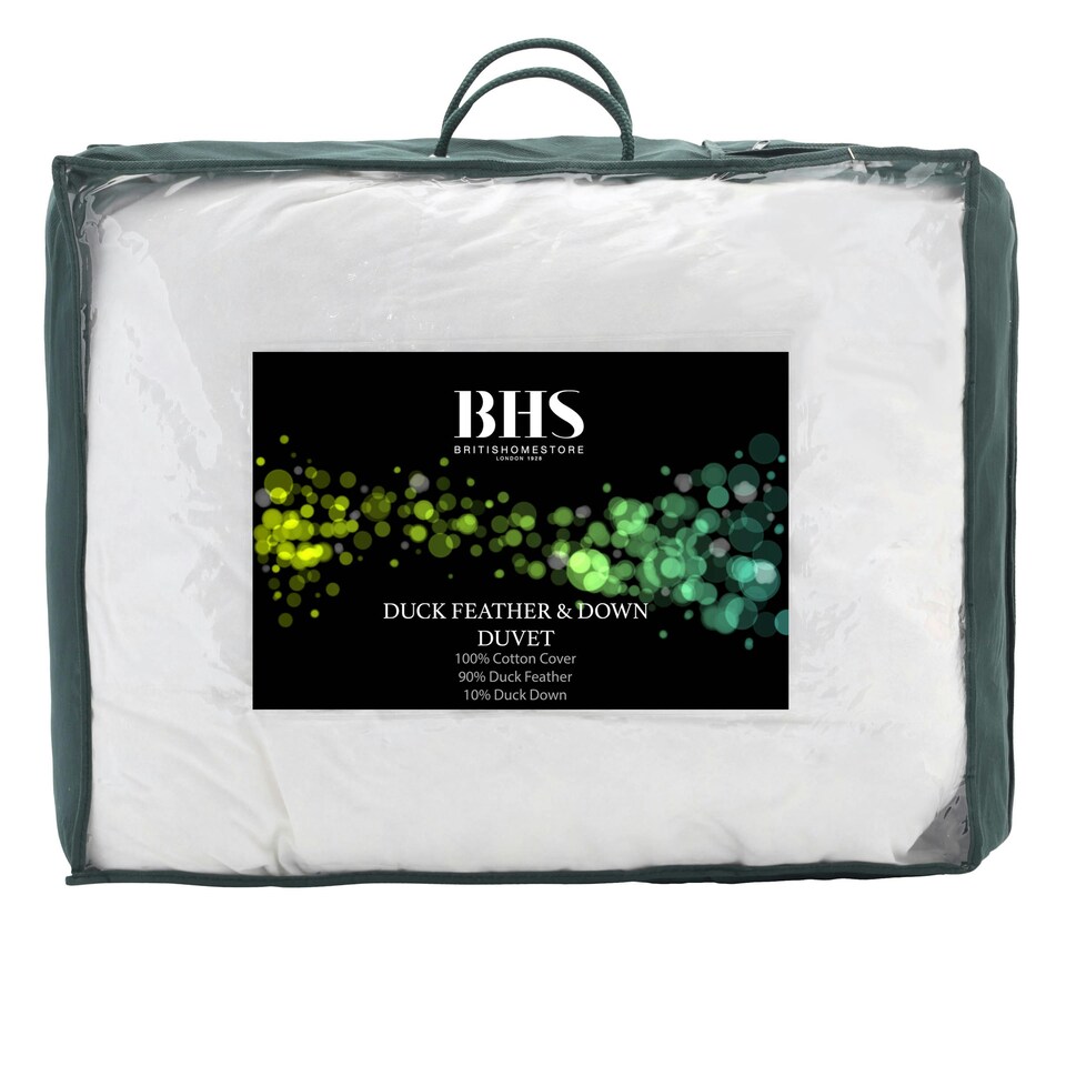 image 1 of BHS All Natural 10.5 Tog Duck Feather and Down Single Duvet, White | Multi