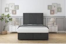 Sloomy Harrington Graphite Dumfries Ottoman Bed With Mattress With 26" Strutted Headboard 5' King