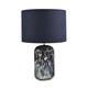 image 4 of Modern Navy Blue and Smoked Grey Marble Snowflake Glass Table Lamp with Shade | Blue | Midnight Blue | 1