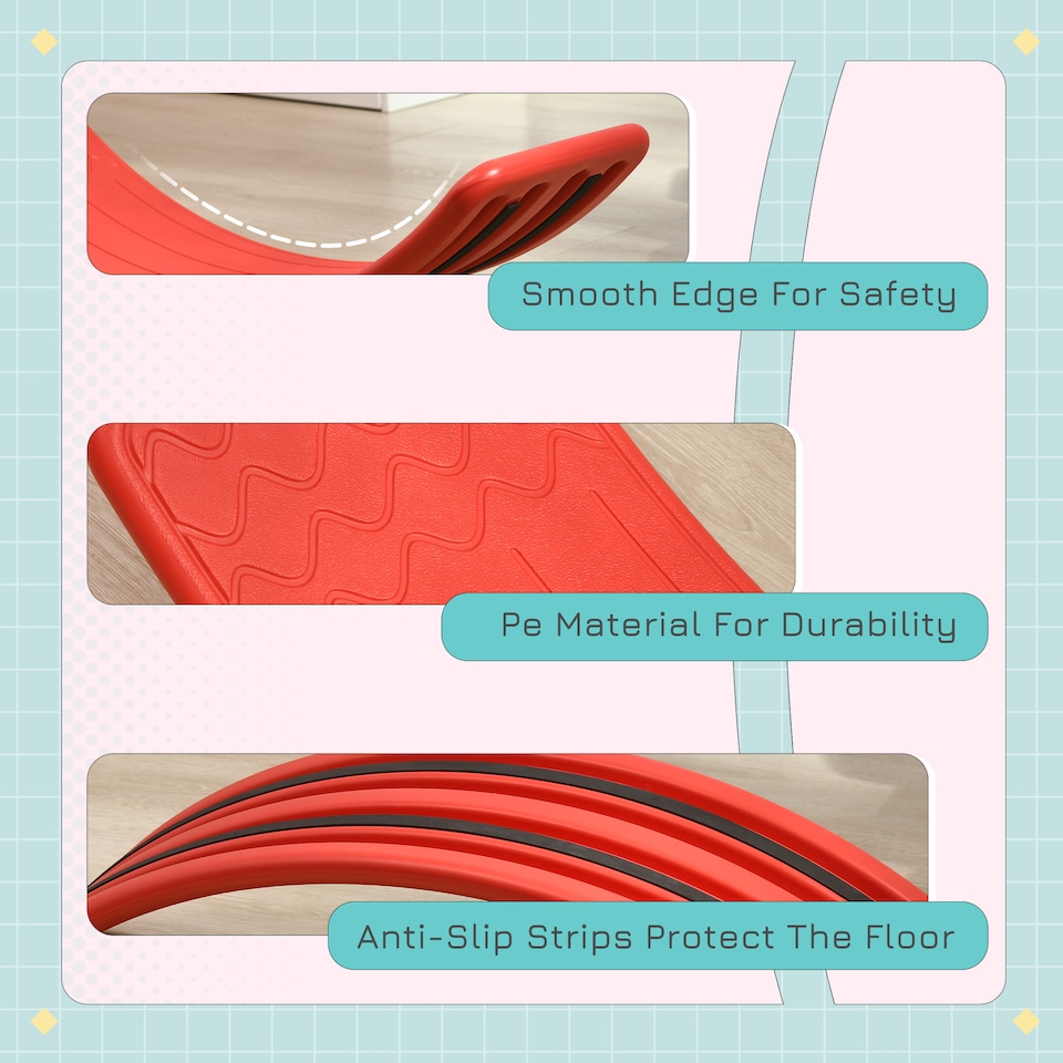 image 1 of ZONEKIZ Kids Wobble board, Montessori-Inspired Toy for 3-6 Years, Red