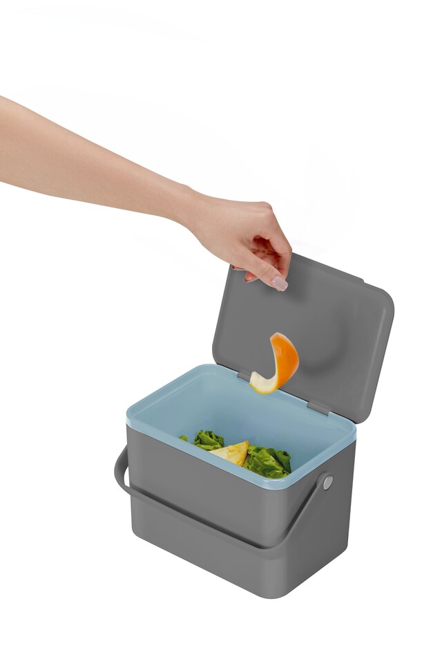 image 1 of EKO Food Waste Compost Bin, Kitchen Countertop Food Waste Caddy,Compost Bin with Lid, Grey, 4 Litre