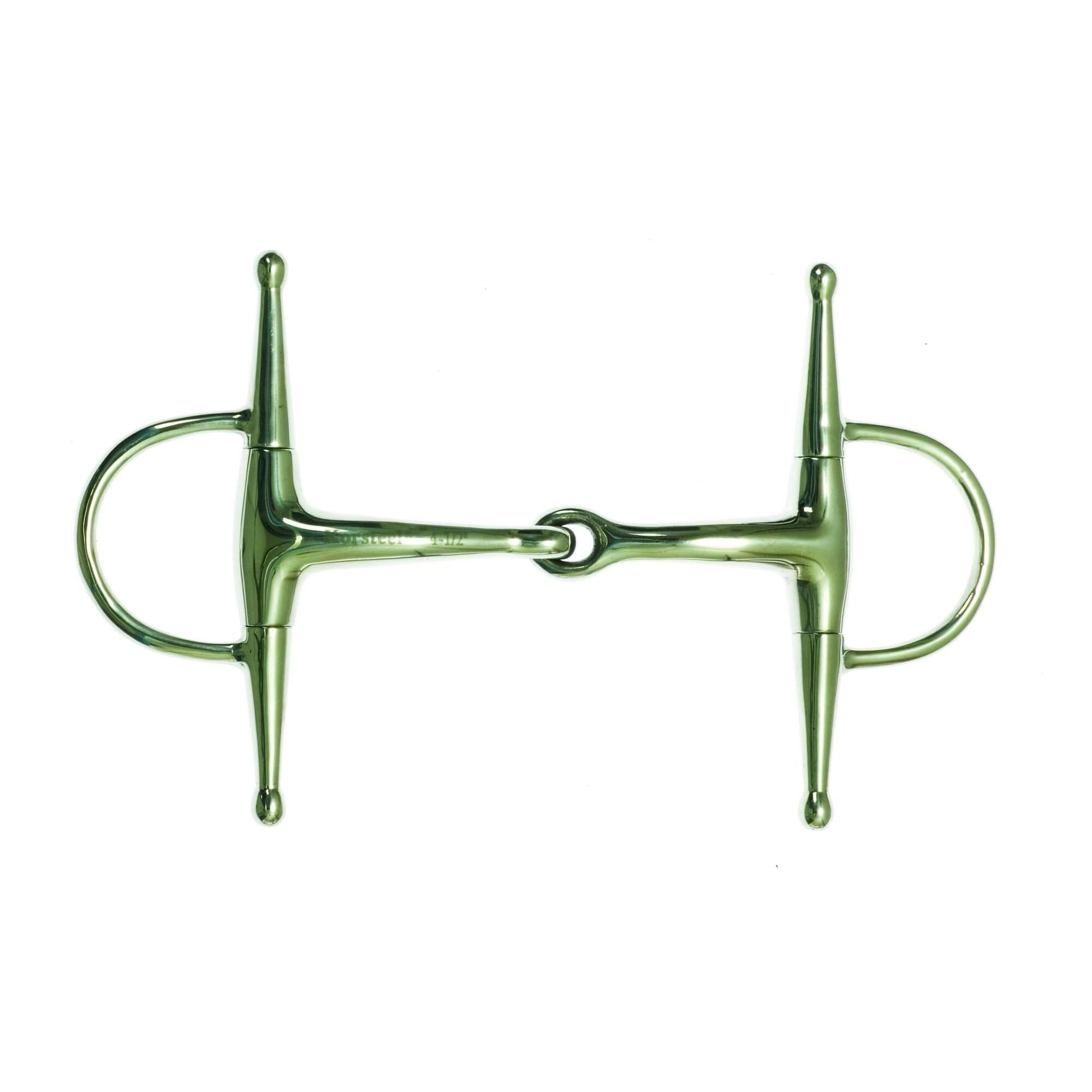 Korsteel Stainless Steel Jointed Full Cheek Snaffle Bit - Silver - 4.5in