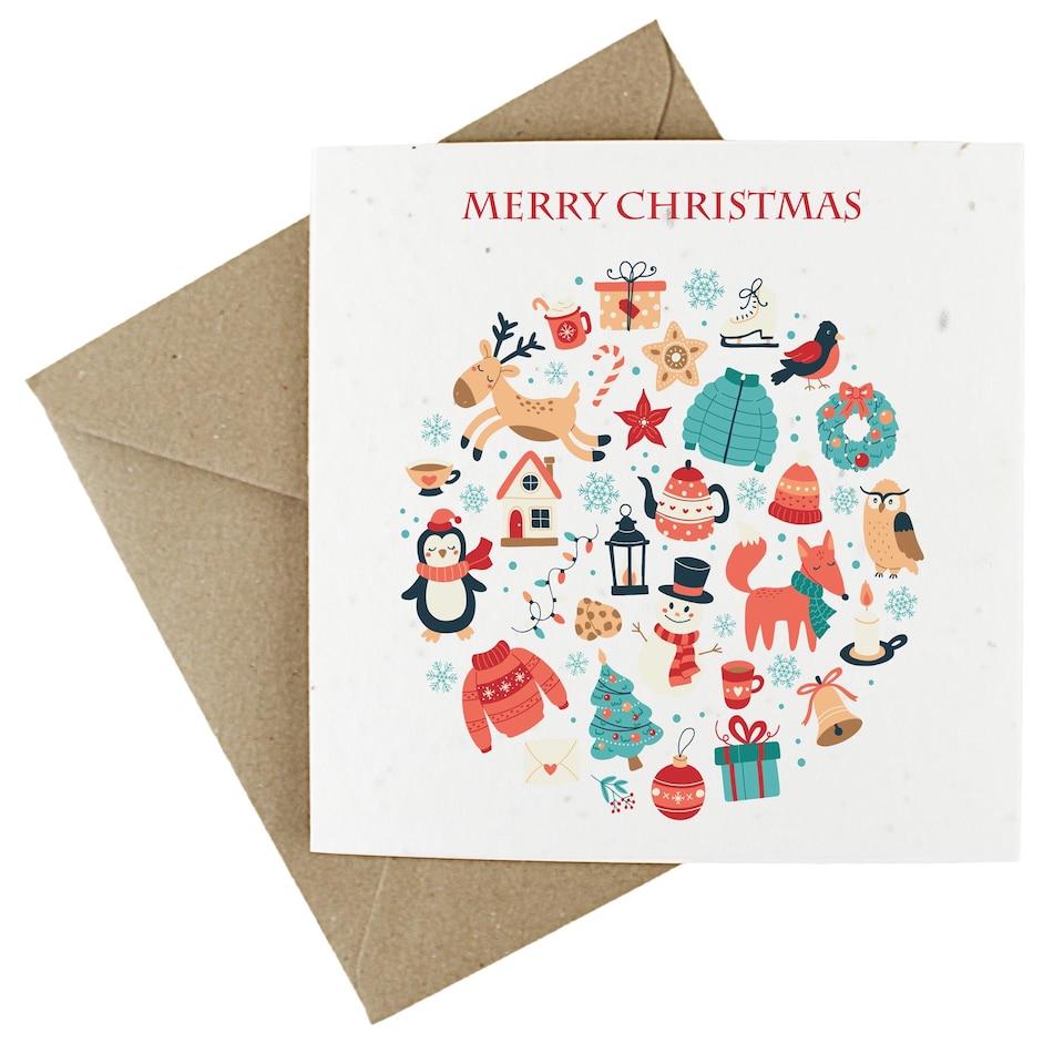 image 1 of Festive Circle - Plantable Wildflower Seed Christmas Cards - 5 Pack
