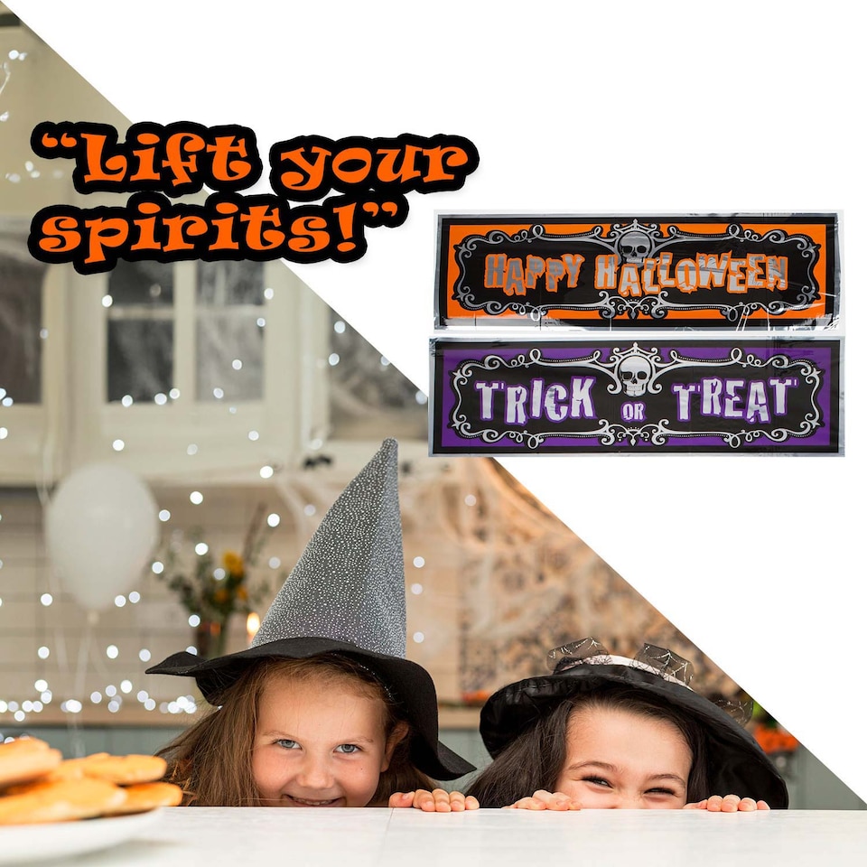 image 1 of PMS Happy Halloween Banner 3ft Decoration - Trick or Treat Party Sign