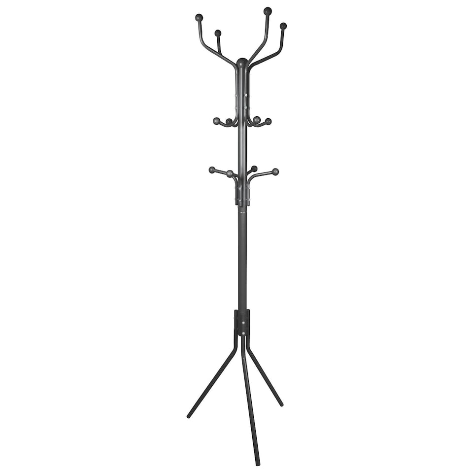 image 1 of Harbour Housewares Black Free Standing Steel Coat Rack - Coat Stand Hat Hook Hat Holder Handbag Holder Freestanding Coat Rack Coat Holder S