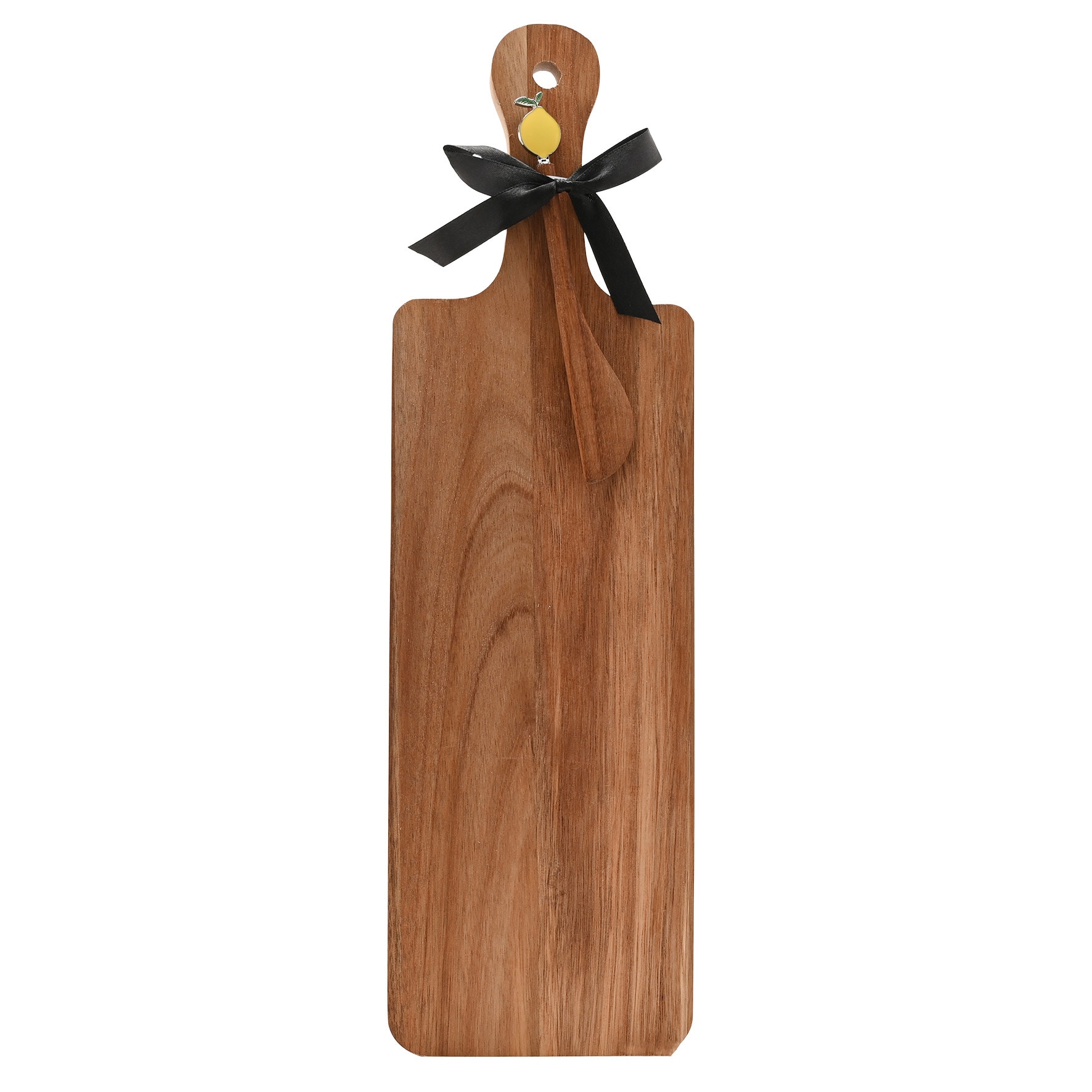 Hestia Oblong Serving Board with Handle & Lemon Spreader in Brown