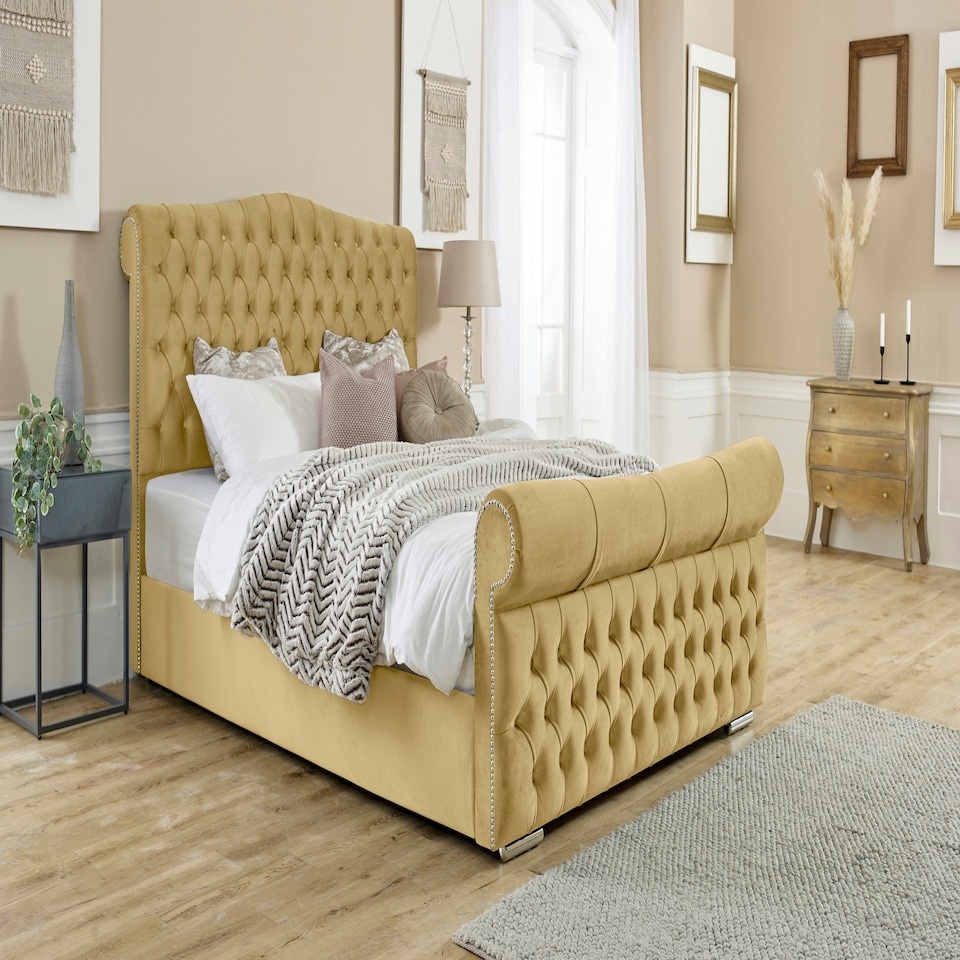 Casonova Plush King Bed Frame - Beige