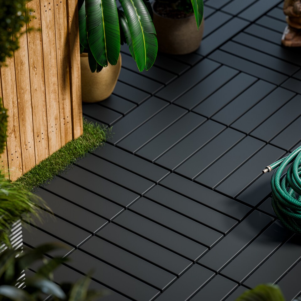 image 1 of URBNLIVING Interlocking Garden Deck Tiles | Multi | Anthracite | 9 Tiles