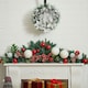 image 2 of Living and Home Christmas Wreath with Mixed Silver Decorations - 30cm