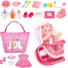 2-in-1 Baby Doll Playset – 20-Piece Nursery Pretend Play Toy with Rocker Chair & Accessories - Gift for Girls Ages 3-8