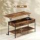 image 7 of HOMCOM Industrial Lift Top Coffee Table with Storage Shelf Rustic Brown Brown