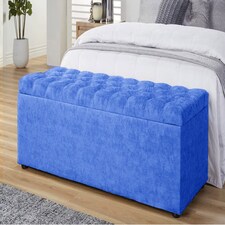 180cm Chesterfield Ottoman Storage Box -Upholstered Blanket Box - Blue Naple Ottoman Bench
