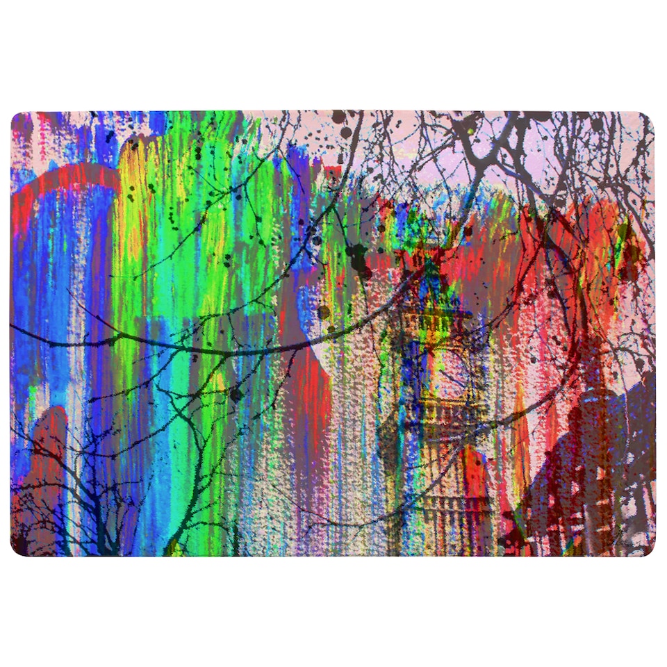 image 1 of Big Ben And Trees Painted  Rug | Multi