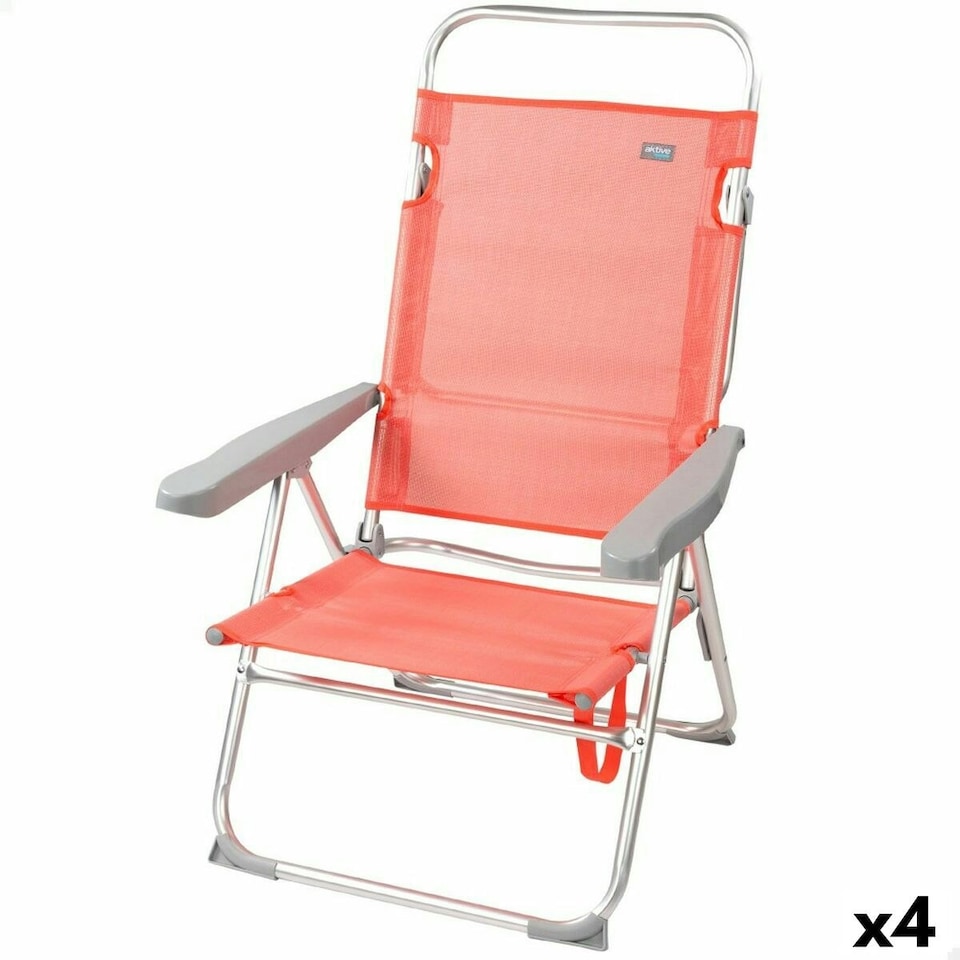 image 1 of Folding Chair Aktive Flamingo Coral 48 x 99 x 57 cm (4 Units) N/A