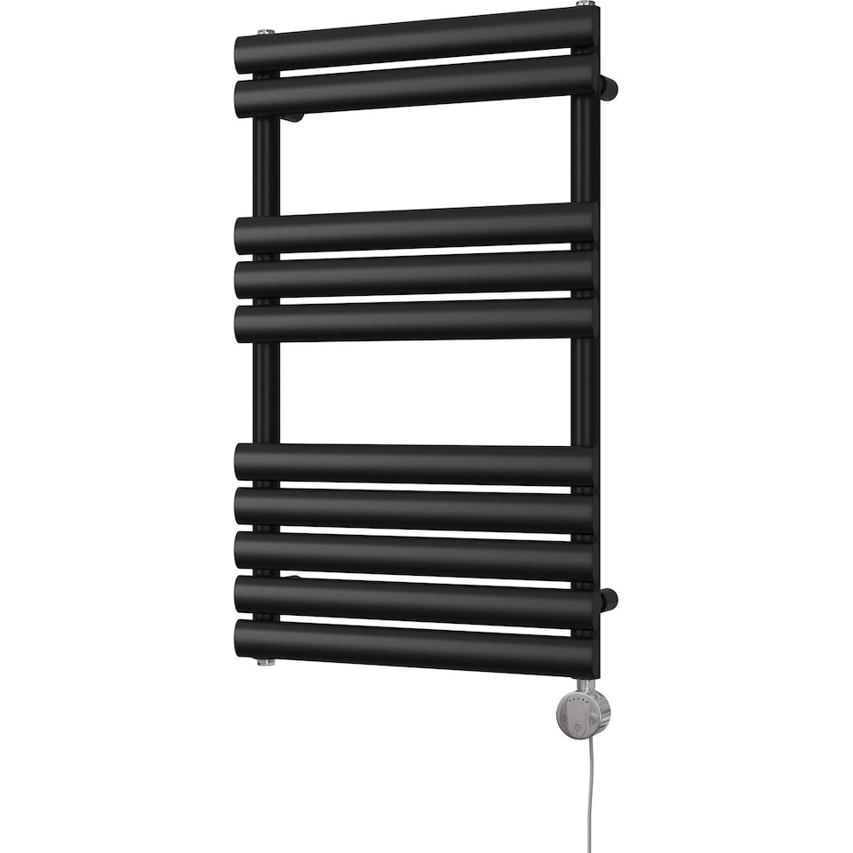 image 1 of Omeara - Black Electric Towel Rail H825mm x W500mm 300w Thermostatic