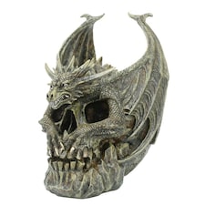 Spiral Direct Draco Dragon Skull Ornament - Grey/Brass - One Size