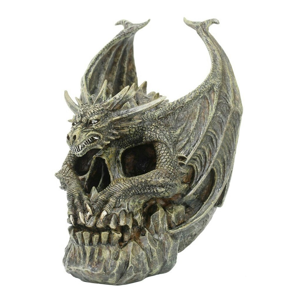 image 1 of Spiral Direct Draco Dragon Skull Ornament - Grey/Brass - One Size