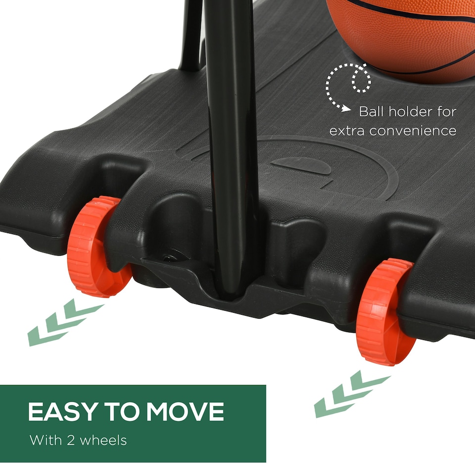 image 1 of SPORTNOW Adjustable Basketball Hoop and Stand w/ Wheels, 1.8-2.1m, Red