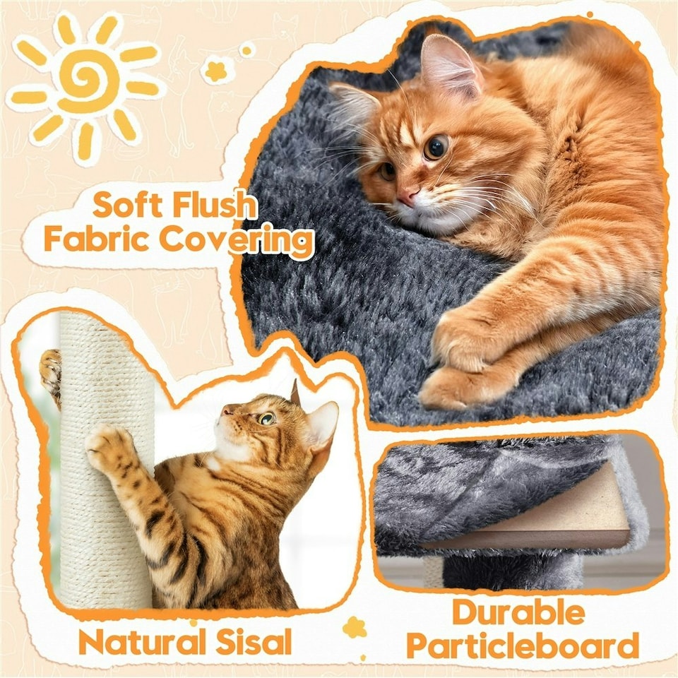 image 1 of Yaheetech 149 cm Multilevel Cat Tree with Plush Perch Dark Grey