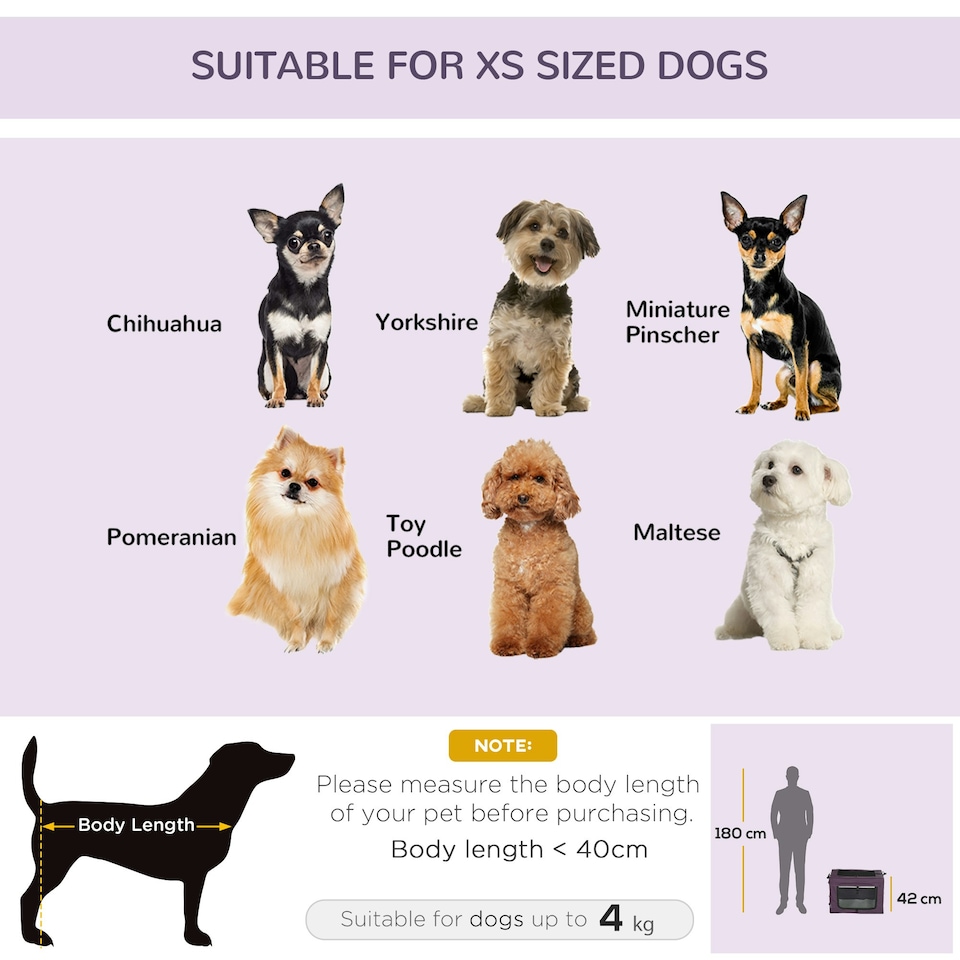 image 1 of PawHut 60cm Soft Side Pet Carrier w/ Cushion, for Miniature Dogs - Purple