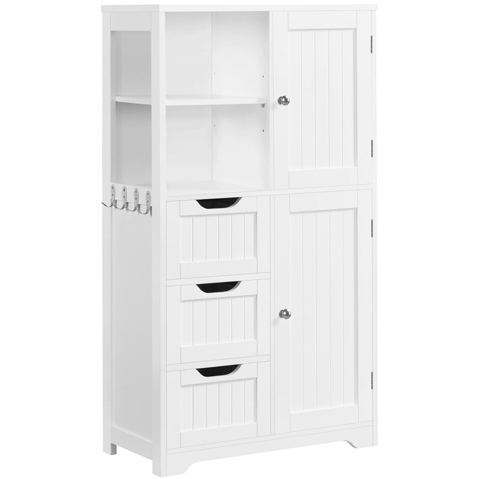 image 1 of Yaheetech Bathroom Storage Unit with Open Compartments White White