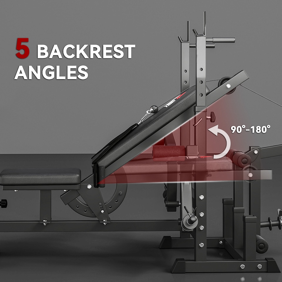image 1 of HOMCOM Multi-Exercise Full-Body Weight Bench with Bench Press & Leg Extension