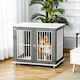 image 6 of PawHut Modern Dog Crate Pet Kennel Cage w/ Lockable Door - Grey & White