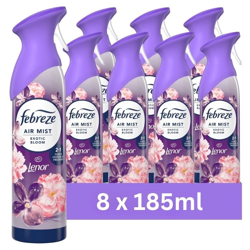 Febreze Exotic Bloom Air Freshener Spray 185ml 8 Pack