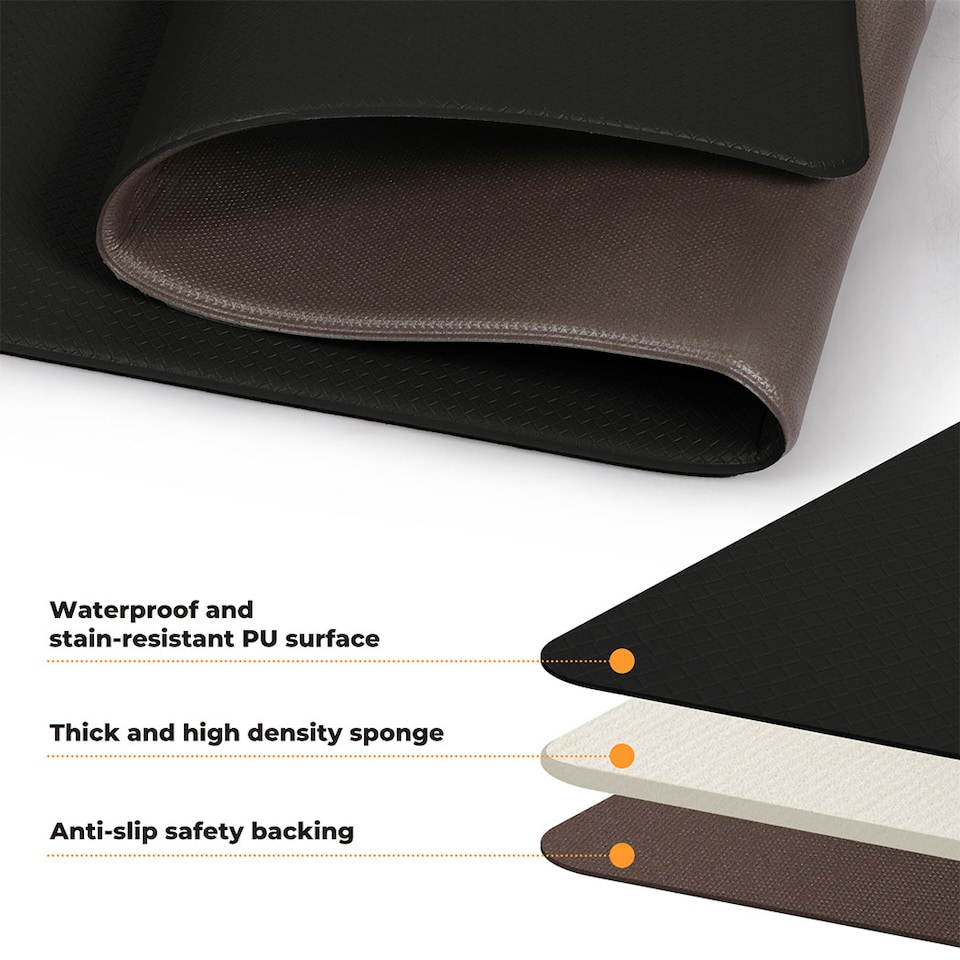 image 1 of Marlow 2PC Kitchen Mat Black Non-Slip Woven Rubber Absorbent Floor Mat | Black | Black | One Size