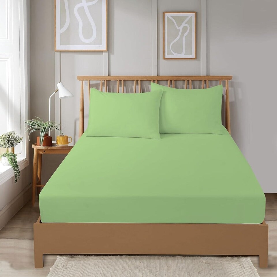 Super Soft Plain Dye Fitted Sheet in Sage Green - Double Green | Green | Double