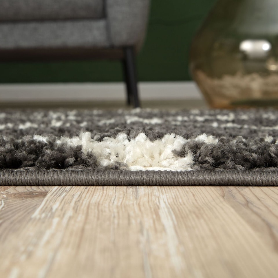 image 1 of The Rugs Moroccan Collection Soft High Pile Shaggy Diamond Floor Rugs and Runners Living Room