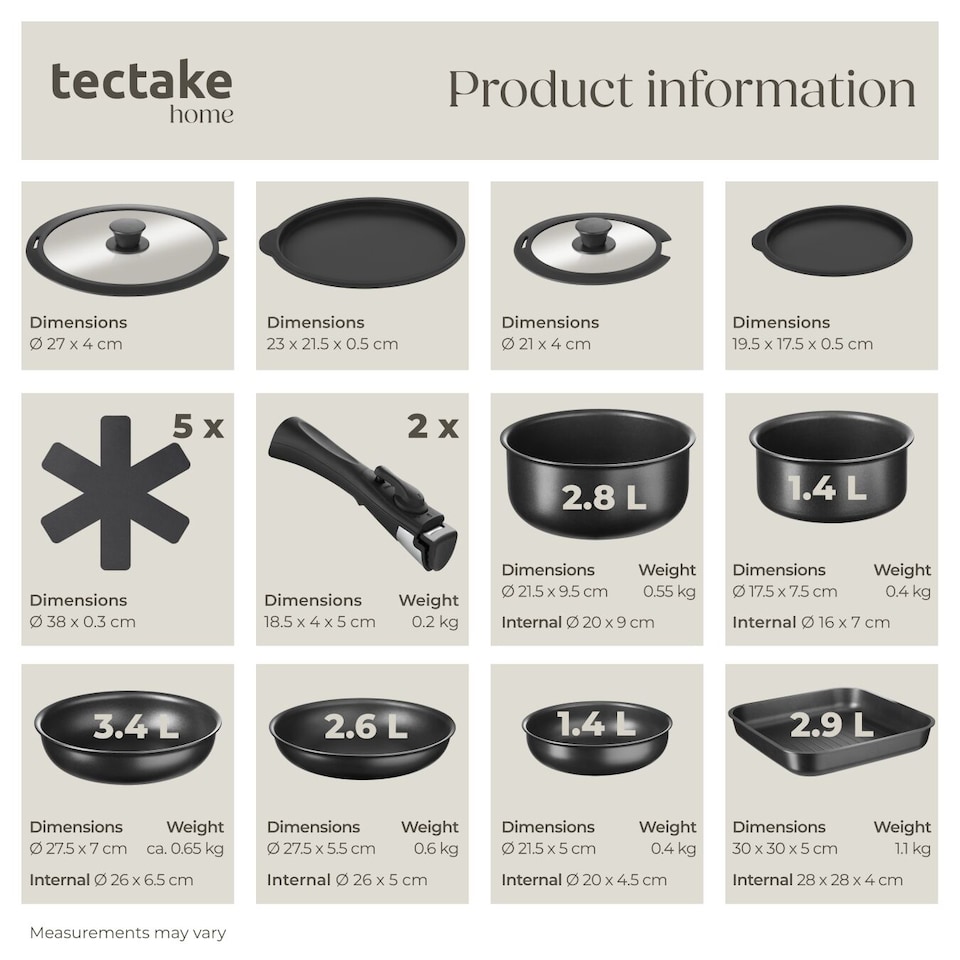 image 1 of Pot and Pan Set Parma17 Pcs including Lids, Utensils and Felt Protectors