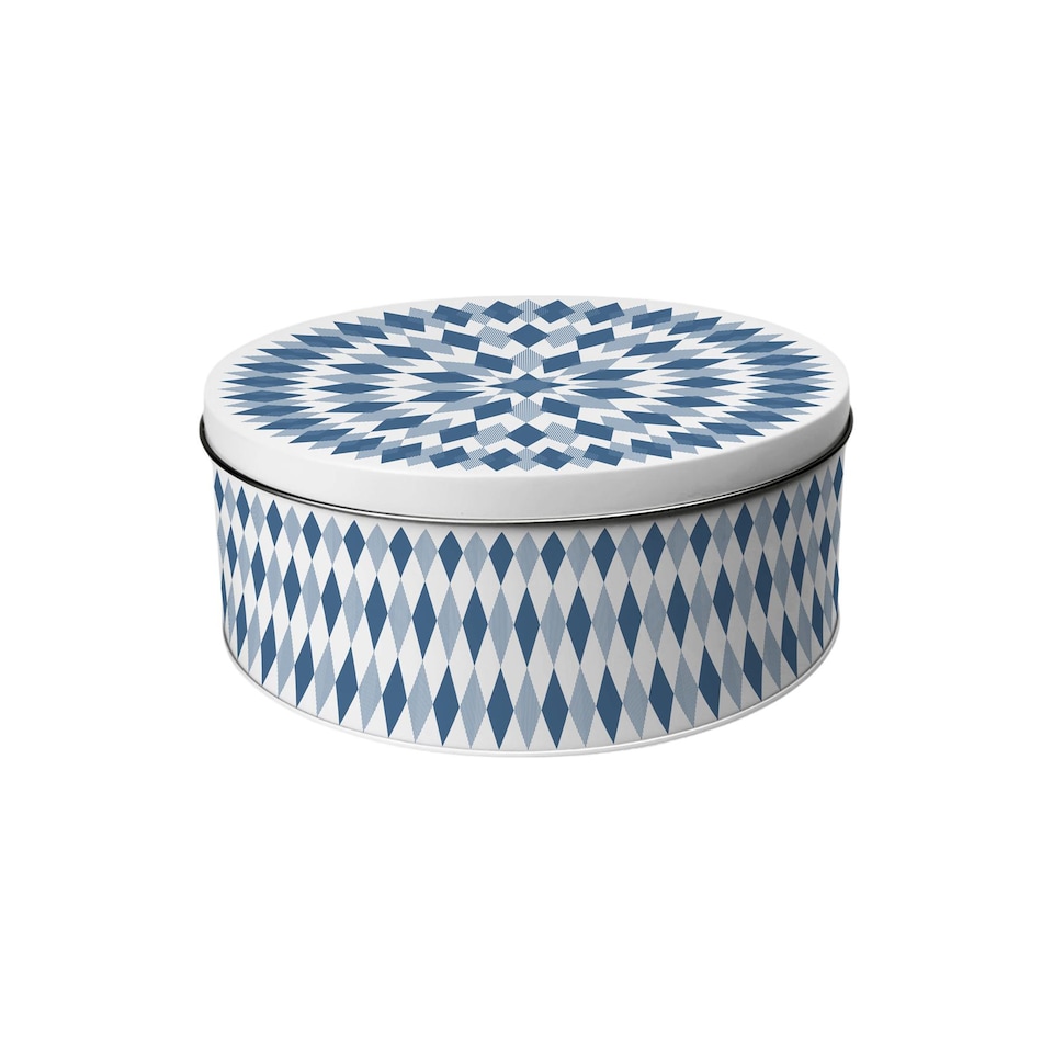 image 1 of Blue Argyle Pattern Round Cake Tin
