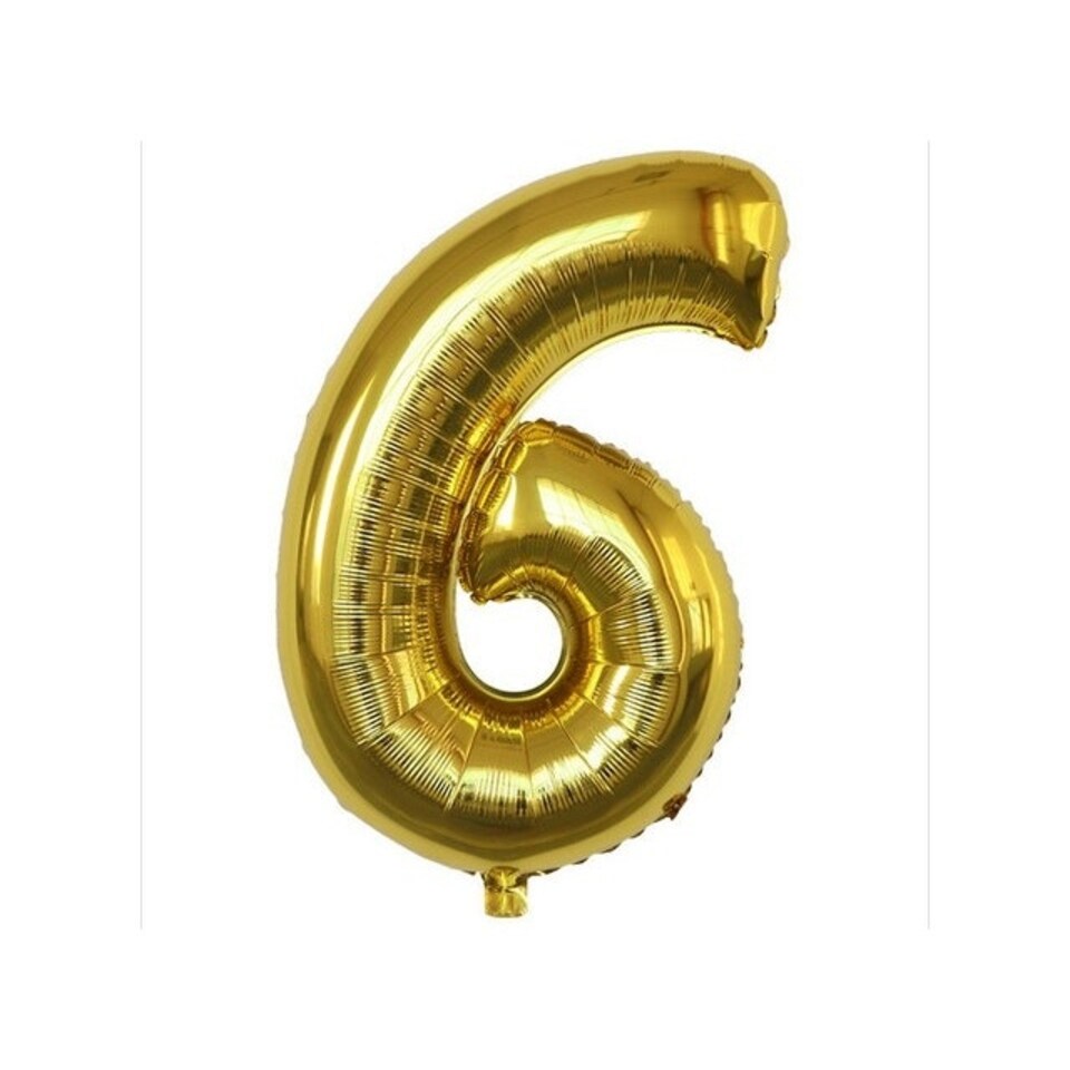 Realmax Number 6 Foil Balloon - Gold - One Size